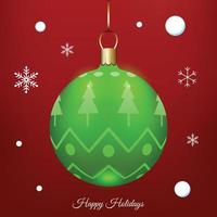 grön jul boll med jul träd dekoration vektor