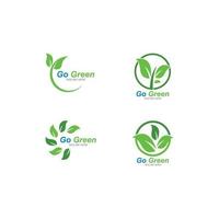 Gehen Sie grün, Öko-Baum-Blatt-Logo-Vorlage vektor