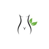 skönhet kvinna kropp med blad mall vektor ikon illustration