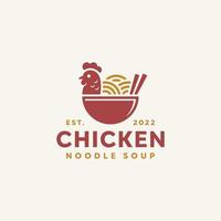 kyckling nudel soppa logotyp design mall vektor