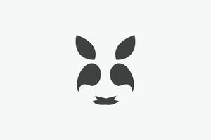 silhuett söt panda ansikte maskot. stencil Zoo indentitet logotyp vektor