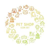 Pet Shop Runde Design Vorlage dünne Linie Symbol Konzept. Vektor