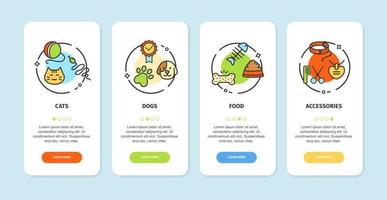 sällskapsdjur affär app skärmar kort uppsättning. vektor