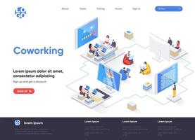 coworking space isometric landing page vektor