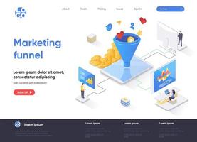 isometrisk målsida för marknadsföringstratt vektor
