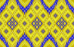 goldene Ikat-Muster. geometrischer Stammes-Vintage-Retro-Stil. Ethno-Stoff Ikat nahtloses Muster. indische navajo aztekische ikat-druckvektorillustration. design für hintergrundtextur bekleidungstextilien. vektor