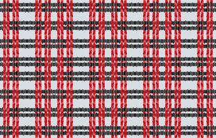 Ikat-Muster aus Schottenkarostoff. rot schwarz graues Farbdesign. geometrischer Vintage-Retro-Stil. Ethno-Stoff Ikat nahtloses Muster. minimaler folk-ikat-druckvektor für hintergrundstofftextilien. vektor