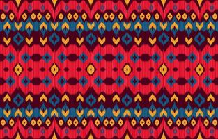 röd ikat mönster. geometrisk stam- årgång retro stil. etnisk tyg ikat sömlös mönster. indisk navajo aztec ikat skriva ut vektor illustration. design för bakgrund textur tyg Kläder textil.