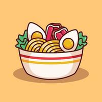 süße ramen-nudelillustration im flachen design vektor