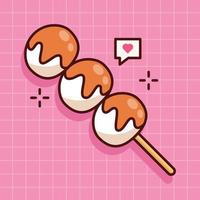 söt dango japansk efterrätt illustration i platt design vektor