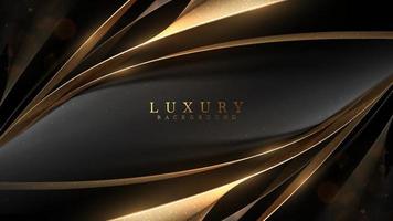schwarzer luxushintergrund mit goldenen bandelementen und glitzernden lichteffektdekorationen und sternen. Vektor-Illustration. vektor