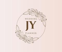 jy initialer brev bröllop monogram logotyper samling, hand dragen modern minimalistisk och blommig mallar för inbjudan kort, spara de datum, elegant identitet för restaurang, boutique, Kafé i vektor