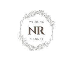 nr initialen brief hochzeitsmonogramm logos sammlung, handgezeichnete moderne minimalistische und florale vorlagen für einladungskarten, save the date, elegante identität für restaurant, boutique, café im vektor