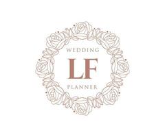 lf initials brief hochzeitsmonogramm logos sammlung, handgezeichnete moderne minimalistische und florale vorlagen für einladungskarten, save the date, elegante identität für restaurant, boutique, café im vektor