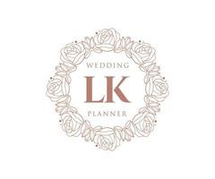 lk initialen brief hochzeit monogramm logos sammlung, handgezeichnete moderne minimalistische und florale vorlagen für einladungskarten, save the date, elegante identität für restaurant, boutique, café im vektor