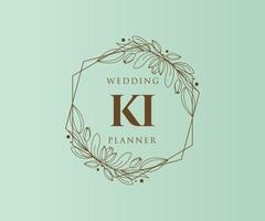 ki initialen brief hochzeit monogramm logos sammlung, handgezeichnete moderne minimalistische und florale vorlagen für einladungskarten, save the date, elegante identität für restaurant, boutique, café im vektor