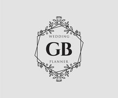 gb initialer brev bröllop monogram logotyper samling, hand dragen modern minimalistisk och blommig mallar för inbjudan kort, spara de datum, elegant identitet för restaurang, boutique, Kafé i vektor