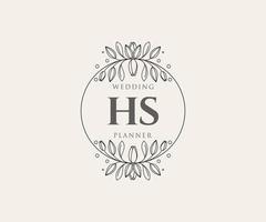 hs initialen brief hochzeitsmonogramm logos sammlung, handgezeichnete moderne minimalistische und florale vorlagen für einladungskarten, save the date, elegante identität für restaurant, boutique, café im vektor