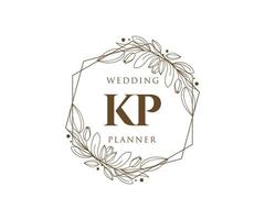 kp initialen brief hochzeitsmonogramm logos sammlung, handgezeichnete moderne minimalistische und florale vorlagen für einladungskarten, save the date, elegante identität für restaurant, boutique, café im vektor