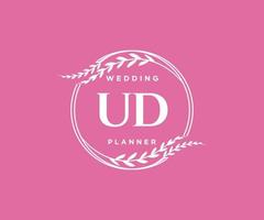 ud initialen brief hochzeitsmonogramm logos sammlung, handgezeichnete moderne minimalistische und florale vorlagen für einladungskarten, save the date, elegante identität für restaurant, boutique, café im vektor