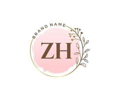 anfängliches feminines zh-logo. verwendbar für Natur-, Salon-, Spa-, Kosmetik- und Schönheitslogos. flaches Vektor-Logo-Design-Vorlagenelement. vektor