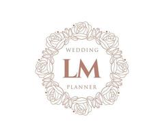 lm initialen brief hochzeitsmonogramm logos sammlung, handgezeichnete moderne minimalistische und florale vorlagen für einladungskarten, save the date, elegante identität für restaurant, boutique, café im vektor