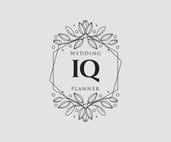 iq initialen brief hochzeitsmonogramm logos sammlung, handgezeichnete moderne minimalistische und florale vorlagen für einladungskarten, save the date, elegante identität für restaurant, boutique, café im vektor