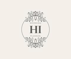 hallo initialen brief hochzeitsmonogramm logos sammlung, handgezeichnete moderne minimalistische und florale vorlagen für einladungskarten, datum speichern, elegante identität für restaurant, boutique, café im vektor