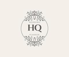 hq initialen brief hochzeitsmonogramm logos sammlung, handgezeichnete moderne minimalistische und florale vorlagen für einladungskarten, save the date, elegante identität für restaurant, boutique, café im vektor