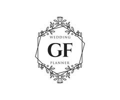 gf initialer brev bröllop monogram logotyper samling, hand dragen modern minimalistisk och blommig mallar för inbjudan kort, spara de datum, elegant identitet för restaurang, boutique, Kafé i vektor