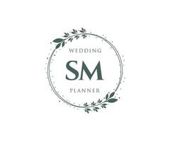 sm initialen brief hochzeitsmonogramm logos sammlung, handgezeichnete moderne minimalistische und florale vorlagen für einladungskarten, save the date, elegante identität für restaurant, boutique, café im vektor