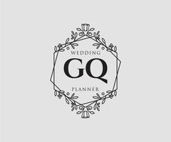 gq initialer brev bröllop monogram logotyper samling, hand dragen modern minimalistisk och blommig mallar för inbjudan kort, spara de datum, elegant identitet för restaurang, boutique, Kafé i vektor