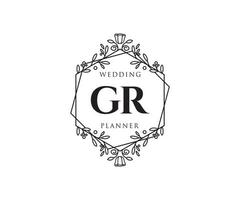 gr initialer brev bröllop monogram logotyper samling, hand dragen modern minimalistisk och blommig mallar för inbjudan kort, spara de datum, elegant identitet för restaurang, boutique, Kafé i vektor