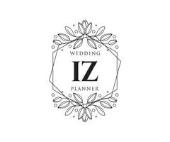 iz initialen brief hochzeitsmonogramm logos sammlung, handgezeichnete moderne minimalistische und florale vorlagen für einladungskarten, save the date, elegante identität für restaurant, boutique, café im vektor