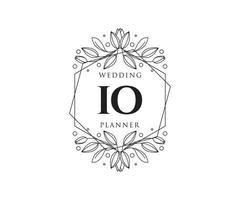 io initialen brief hochzeitsmonogramm logos sammlung, handgezeichnete moderne minimalistische und florale vorlagen für einladungskarten, save the date, elegante identität für restaurant, boutique, café im vektor