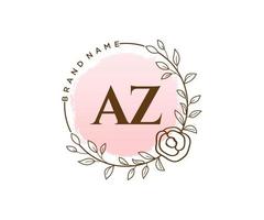anfängliches feminines az-logo. verwendbar für Natur-, Salon-, Spa-, Kosmetik- und Schönheitslogos. flaches Vektor-Logo-Design-Vorlagenelement. vektor