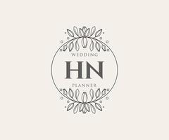 hn initialer brev bröllop monogram logotyper samling, hand dragen modern minimalistisk och blommig mallar för inbjudan kort, spara de datum, elegant identitet för restaurang, boutique, Kafé i vektor