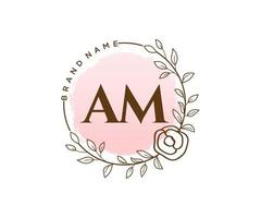 första am feminin logotyp. användbar för natur, salong, spa, kosmetisk och skönhet logotyper. platt vektor logotyp design mall element.