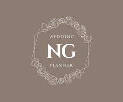 ng initialen brief hochzeit monogramm logos sammlung, handgezeichnete moderne minimalistische und florale vorlagen für einladungskarten, save the date, elegante identität für restaurant, boutique, café im vektor