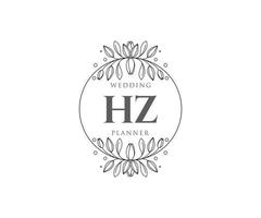 hz initialen brief hochzeitsmonogramm logos sammlung, handgezeichnete moderne minimalistische und florale vorlagen für einladungskarten, save the date, elegante identität für restaurant, boutique, café im vektor