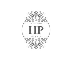 hp initialen brief hochzeitsmonogramm logos sammlung, handgezeichnete moderne minimalistische und florale vorlagen für einladungskarten, save the date, elegante identität für restaurant, boutique, café im vektor