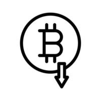 bitcoin down vektorillustration auf einem hintergrund. hochwertige symbole. vektorsymbole für konzept und grafikdesign. vektor