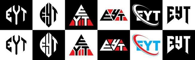 eyt brev logotyp design i sex stil. eyt polygon, cirkel, triangel, sexhörning, platt och enkel stil med svart och vit Färg variation brev logotyp uppsättning i ett rittavla. eyt minimalistisk och klassisk logotyp vektor