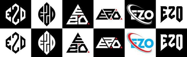 ezo brev logotyp design i sex stil. ezo polygon, cirkel, triangel, sexhörning, platt och enkel stil med svart och vit Färg variation brev logotyp uppsättning i ett rittavla. ezo minimalistisk och klassisk logotyp vektor