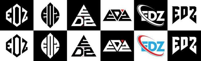 edz-Buchstaben-Logo-Design in sechs Stilen. edz Polygon, Kreis, Dreieck, Sechseck, flacher und einfacher Stil mit schwarz-weißem Buchstabenlogo in einer Zeichenfläche. edz minimalistisches und klassisches Logo vektor