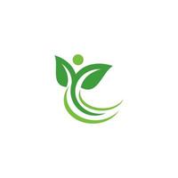 Logo mit grünen Blättern. Pflanze Natur Öko Garten stilisierter Symbolvektor botanisch. vektor