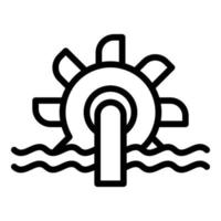 Wasserkraftrad-Symbol, Umrissstil vektor