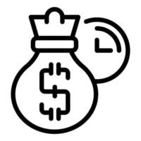 företag samarbete pengar väska ikon, översikt stil vektor