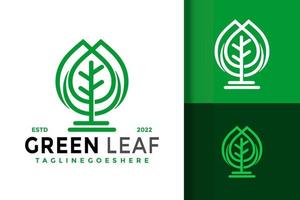 grünes Blatt mit Drop-Logo-Design-Vektor-Illustration-Vorlage vektor