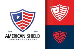 shiled amerikanische Flagge Logo-Design-Vektor-Illustration-Vorlage vektor